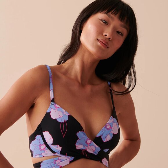 La Vie En Rose Other - NEW- Push up and plunge Floral Bikini top- Medium